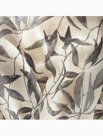 Rideau imprimé feuilles allover à œillets 140x240cm, Anthracite