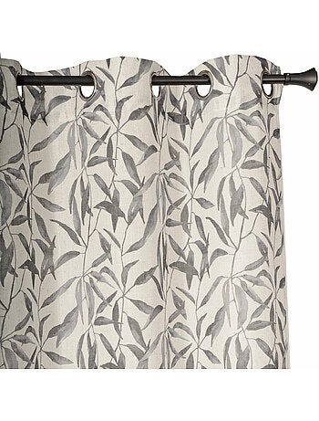 Rideau imprimé feuilles allover à œillets 140x240cm, Anthracite