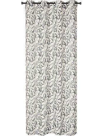 Rideau imprimé feuilles allover à œillets 140x240cm, Anthracite