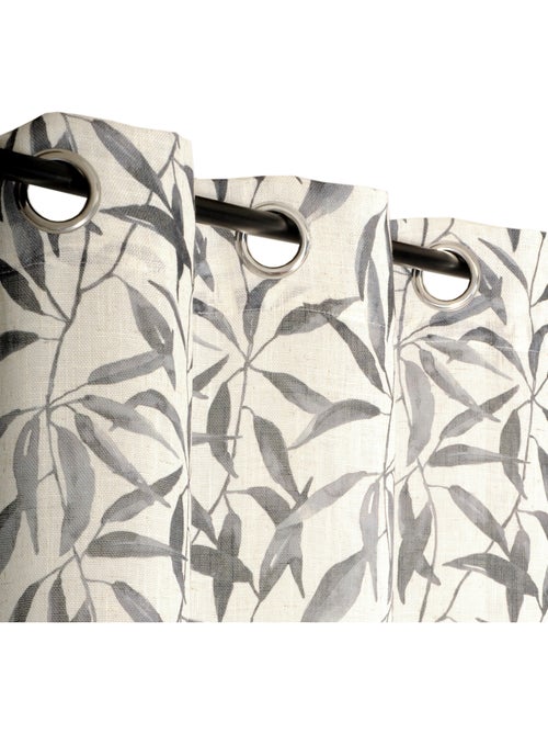 Rideau imprimé feuilles allover à œillets 140x240cm, Anthracite - Kiabi