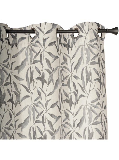Rideau imprimé feuilles allover à œillets 140x240cm, Anthracite - Kiabi