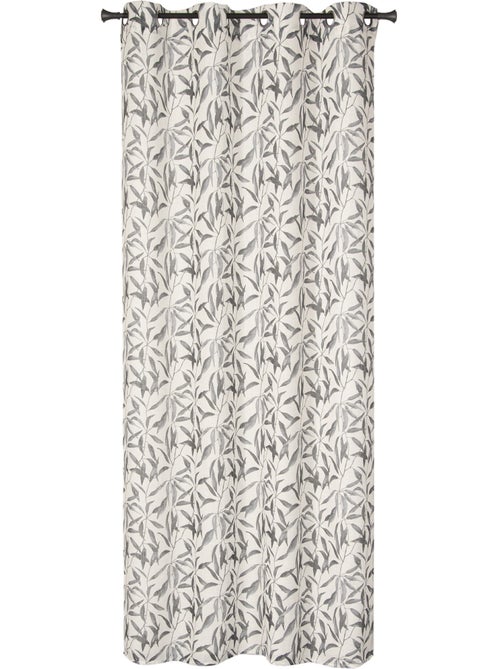 Rideau imprimé feuilles allover à œillets 140x240cm, Anthracite - Kiabi