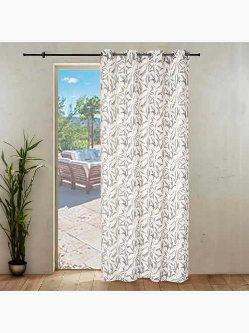 Rideau imprimé feuilles allover à œillets 140x240cm, Anthracite - Kiabi