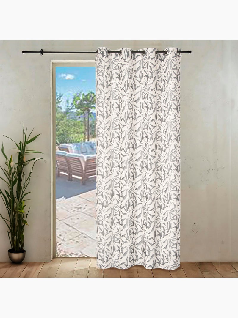 Rideau imprimé feuilles allover à œillets 140x240cm, Anthracite gris anthracite - Kiabi