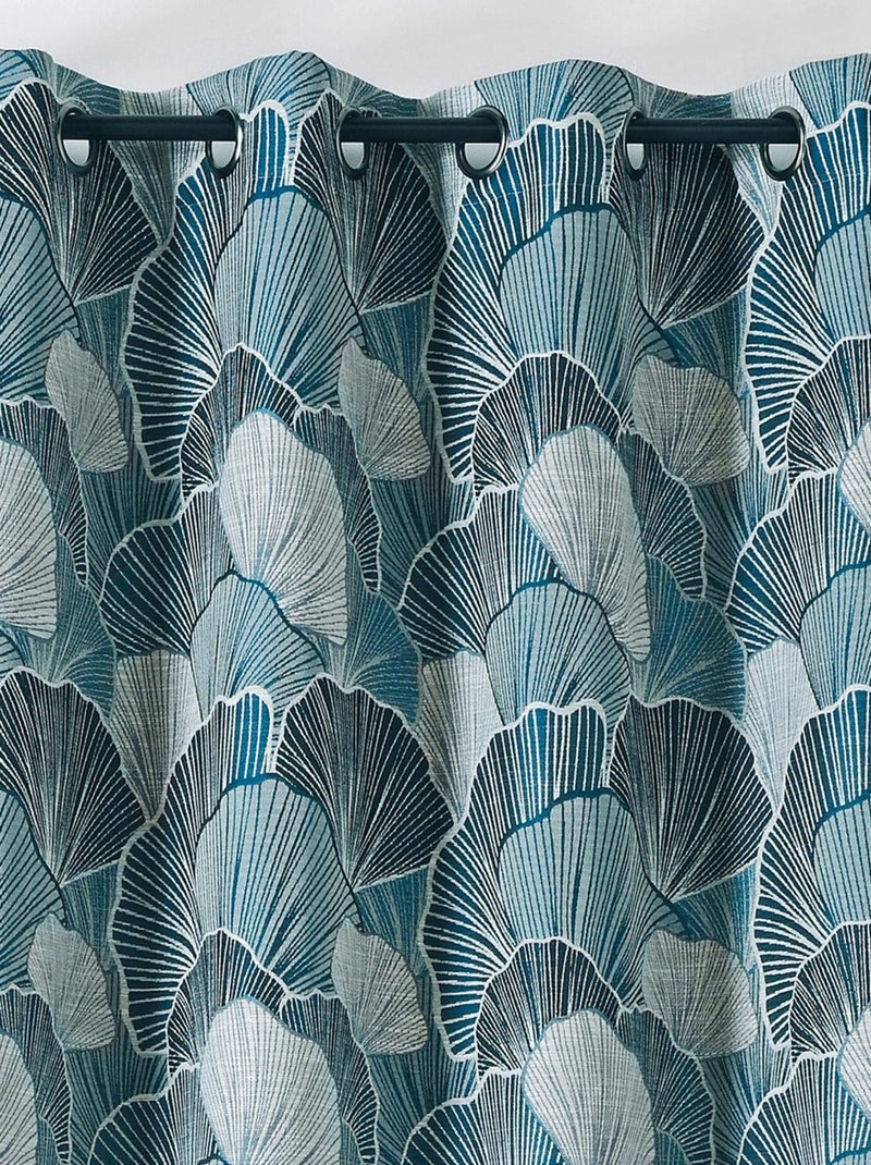 Rideau imprimé feuilles de ginko Bleu - Kiabi