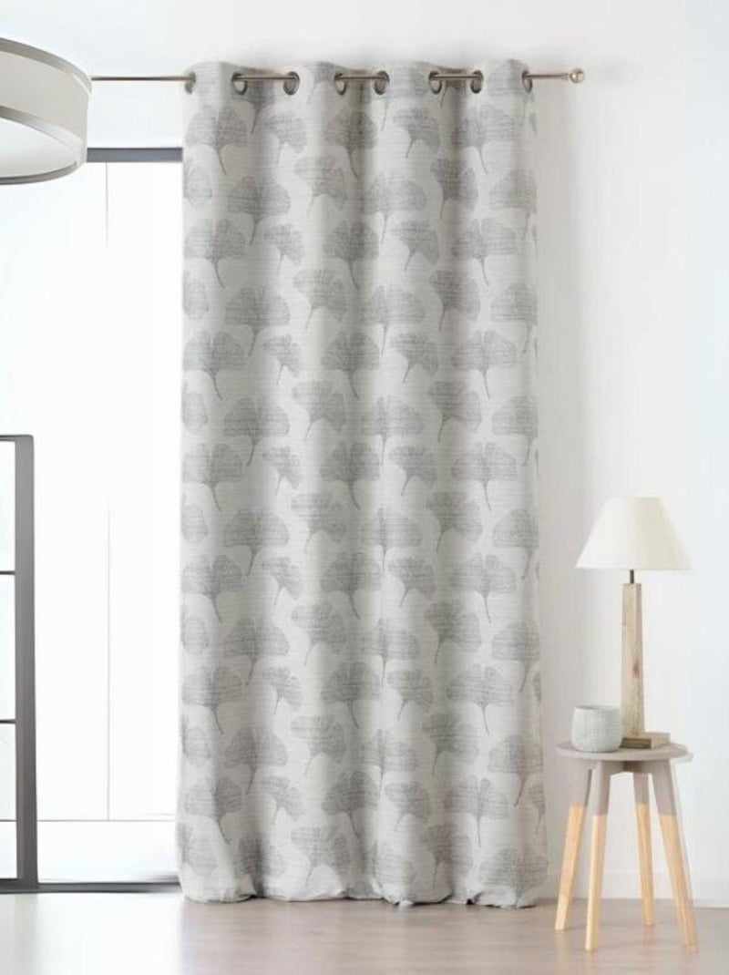 Rideau Imprimé "Fleurs de Ginko" Gris clair - Kiabi
