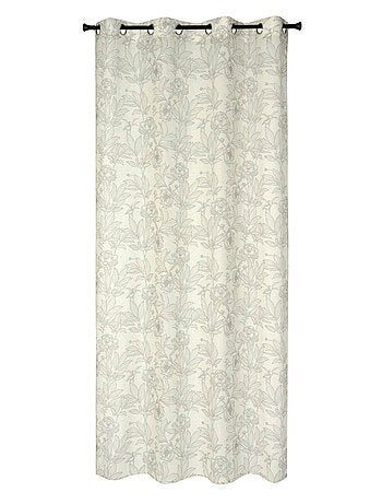 Rideau imprimé fleurs et palmes à œillets 140x240cm, Beige