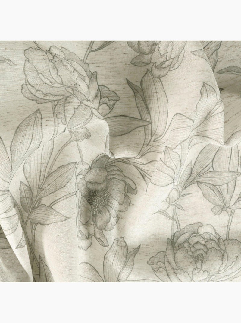 Rideau imprimé fleurs et palmes à œillets 140x240cm, Beige Beige - Kiabi