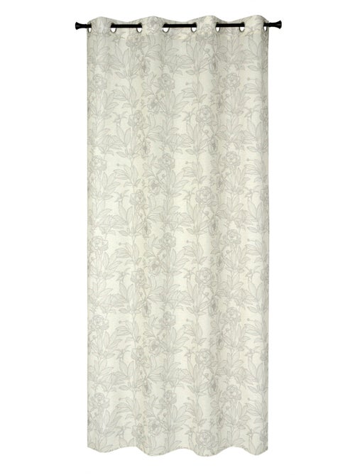 Rideau imprimé fleurs et palmes à œillets 140x240cm, Beige - Kiabi