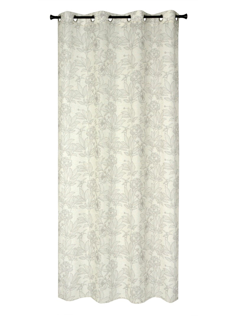 Rideau imprimé fleurs et palmes à œillets 140x240cm, Beige Beige - Kiabi