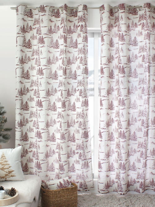 Rideau imprimé montagne en coton recyclé - Kiabi