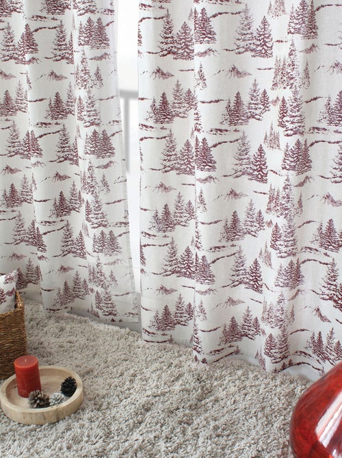 Rideau imprimé montagne en coton recyclé - Kiabi