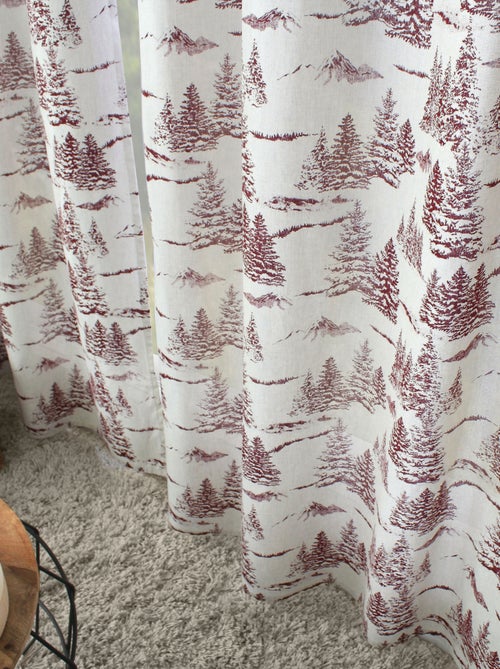 Rideau imprimé montagne en coton recyclé - Kiabi