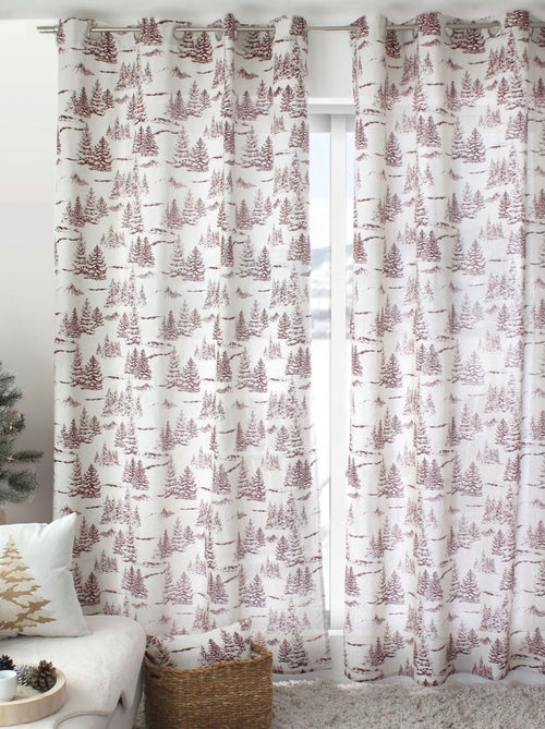 Rideau imprimé montagne en coton recyclé - Kiabi