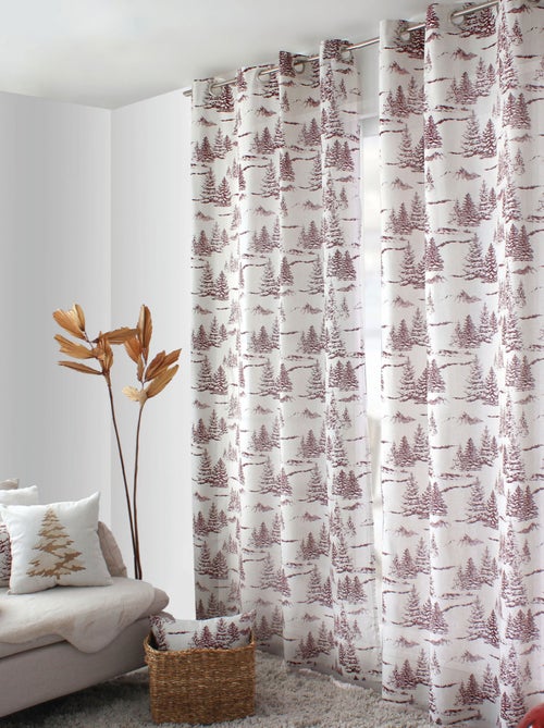 Rideau imprimé montagne en coton recyclé - Kiabi