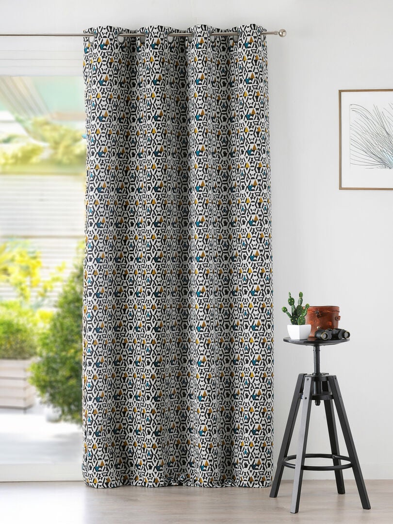 Rideau Ancien Imprimé Français - Motif Floral, Coton, 89x62 Pouces (occasion)
