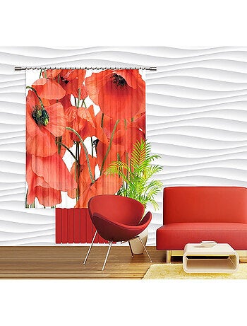 Rideau imprimés fleurs de coquelicot en gros plan 180x160 cm, 2 pièces