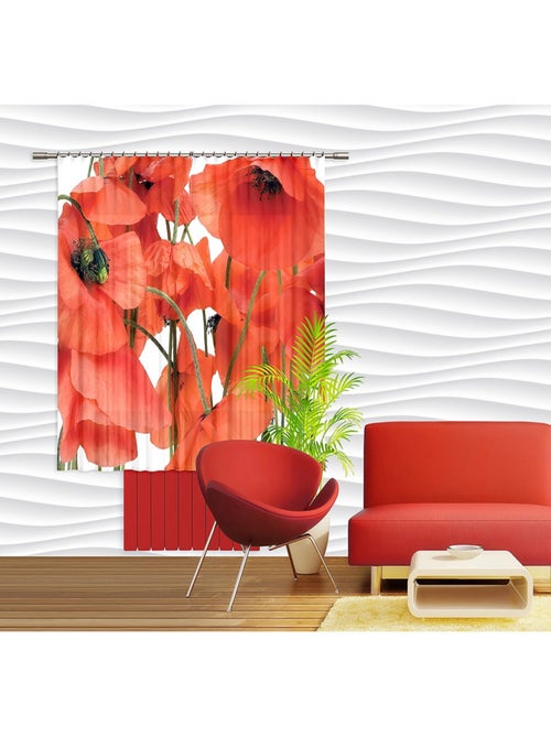 Rideau imprimés fleurs de coquelicot en gros plan 180x160 cm, 2 pièces - Kiabi