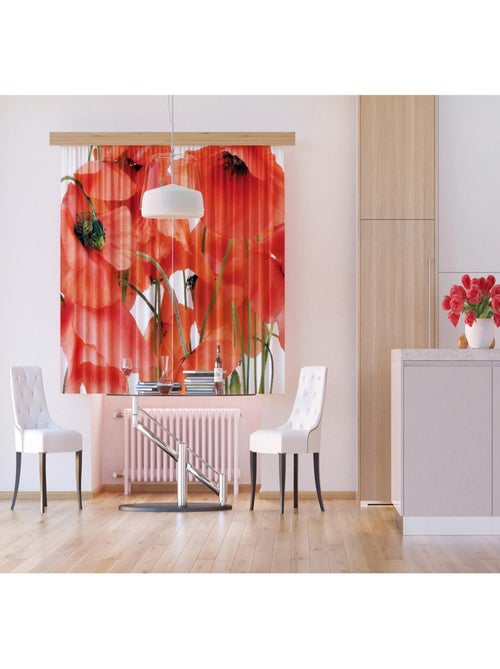 Rideau imprimés fleurs de coquelicot en gros plan 180x160 cm, 2 pièces - Kiabi