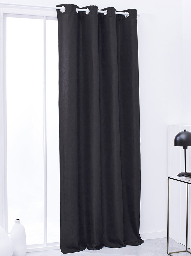Rideau isolant à œillets uni Noir - Kiabi