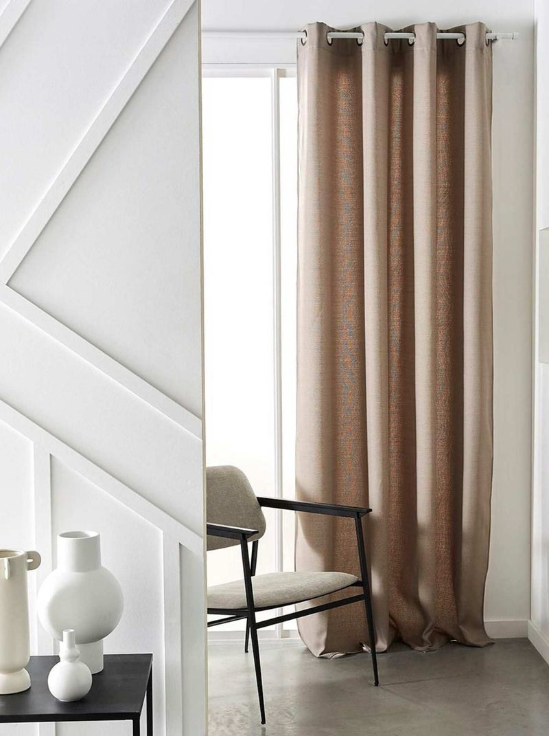 Rideau isolant à oeillets uni 'PRESTIGE EFFET CHAMBRAY' 'TODAY' Beige - Kiabi