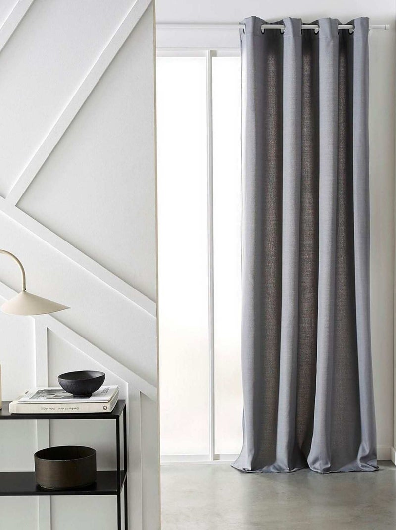 Rideau isolant à oeillets uni 'PRESTIGE EFFET CHAMBRAY' 'TODAY' Gris - Kiabi