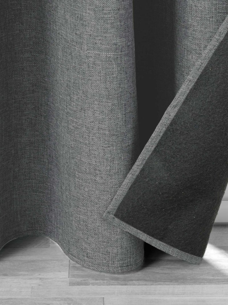 Rideau isolant doublé polaire gris anthracite - Kiabi