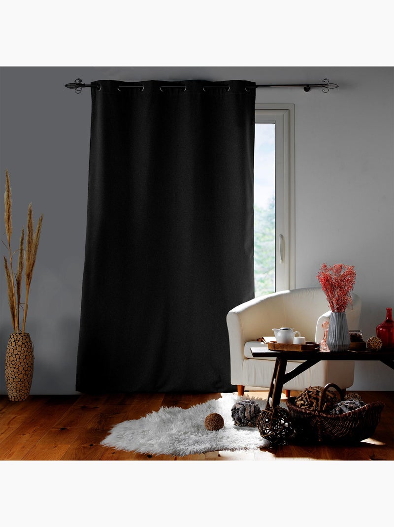 Rideau isolant doublé polaire gris anthracite - Kiabi