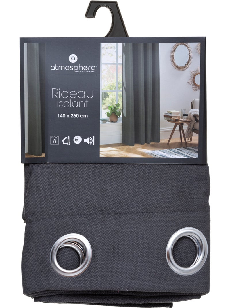 Rideau isolant ISA Gris foncé - Kiabi