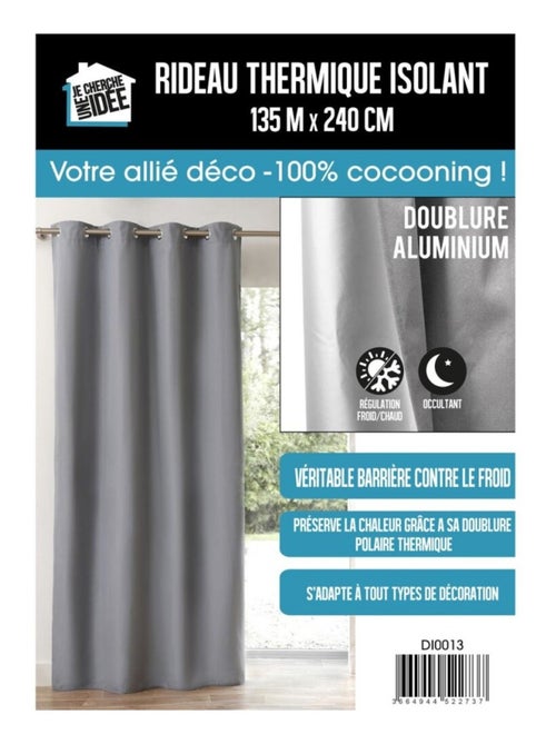 Rideau isolant polaire 135x240 cm gris foncé - Kiabi