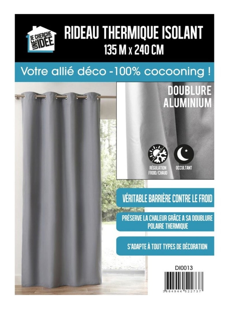 Rideau isolant polaire 135x240 cm gris foncé Gris - Kiabi