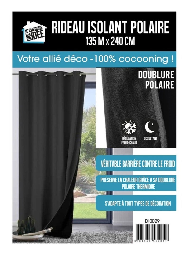 Rideau isolant polaire 135x240 cm noir Noir - Kiabi