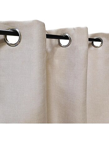 Rideau isolant sans couture effet lin chiné doublé polaire ton sur ton 135x240cm, beige