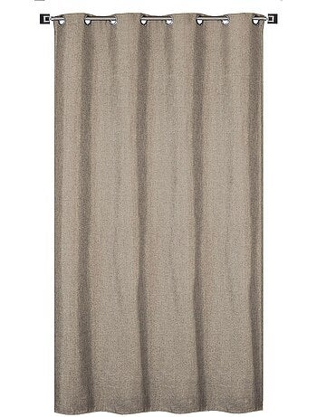 Rideau isolant sans couture effet lin chiné doublé polaire ton sur ton 135x240cm, beige