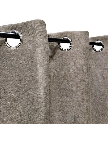 Rideau isolant sans couture effet lin chiné doublé polaire ton sur ton 135x240cm, beige