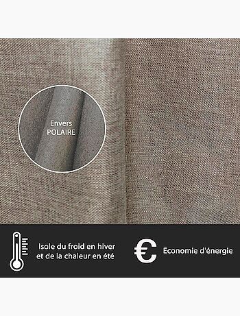 Rideau isolant sans couture effet lin chiné doublé polaire ton sur ton 135x240cm, beige