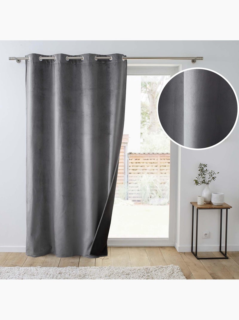 Rideau Isolant Thermique à Œillets – Velours Relief – Polarchic gris anthracite - Kiabi