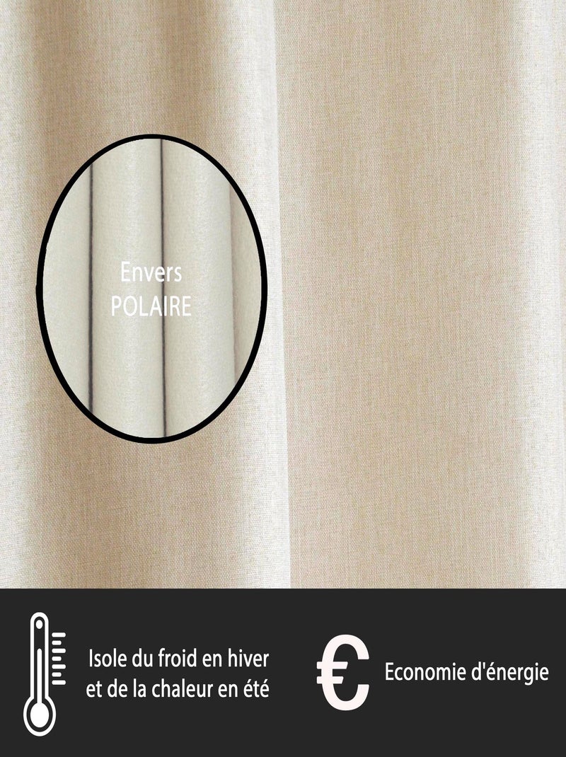 Rideau isolant thermique aspect satin à œillets 140x240cm, Beige Beige - Kiabi