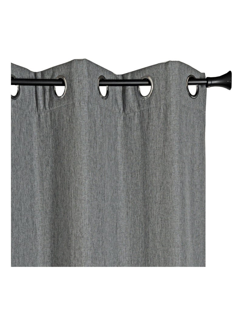 Rideau isolant thermique aspect satin à œillets 140x240cm, Gris Gris Argenté - Kiabi