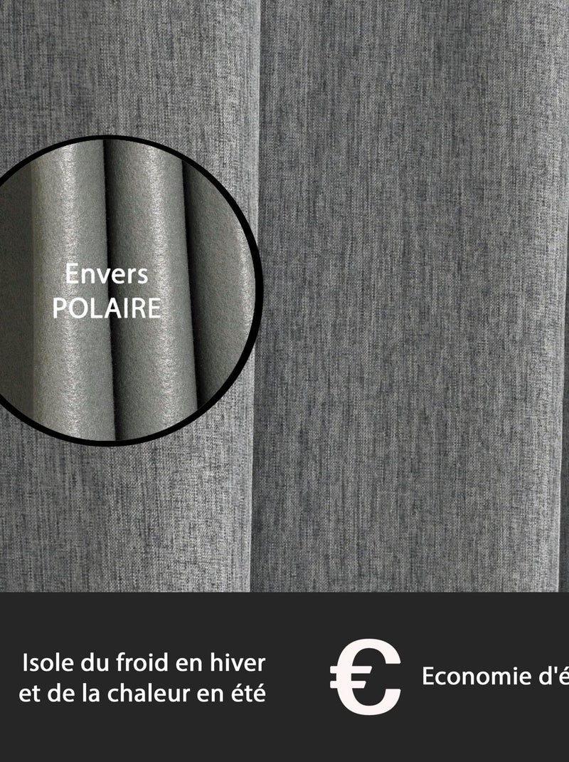 Rideau isolant thermique aspect satin à œillets 140x240cm, Gris Gris Argenté - Kiabi