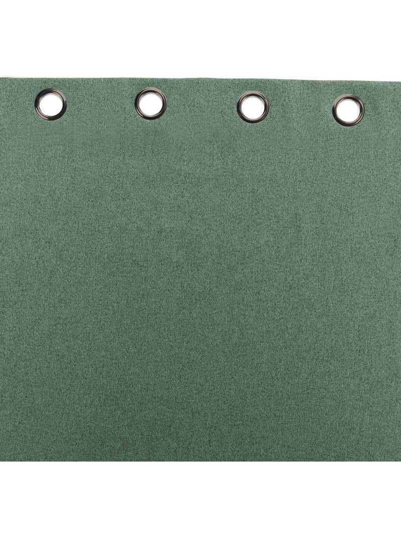 Rideau isolant uni chiné à œillets Vert - Kiabi