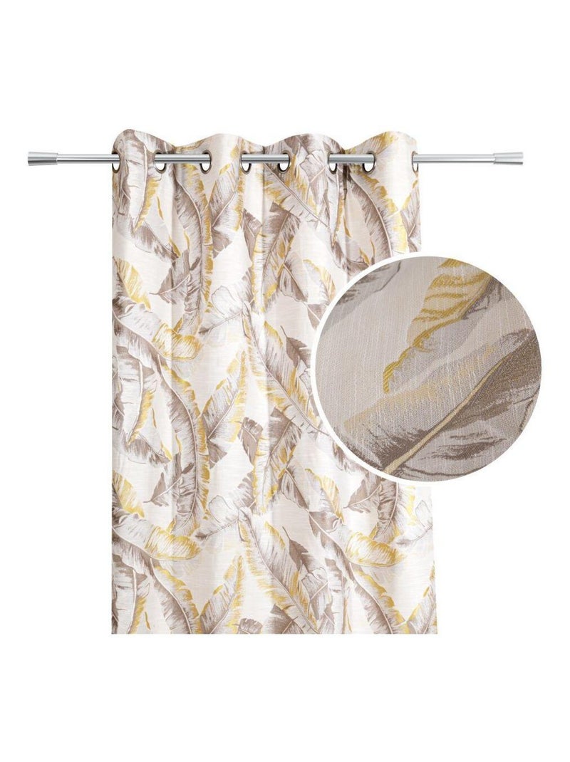 Rideau jacquard 140x250cm jaune "Tropical" Jaune - Kiabi