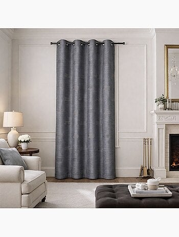 Rideau jacquard à formes géométriques et œillets