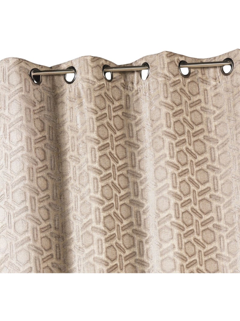 Rideau jacquard à imprimés design Beige - Kiabi