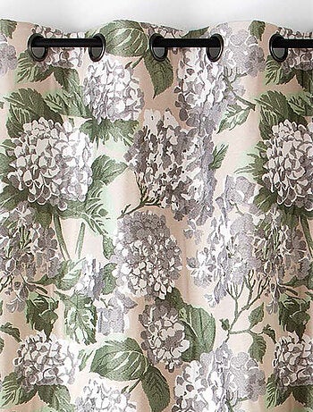 Rideau jacquard à motif hortensia