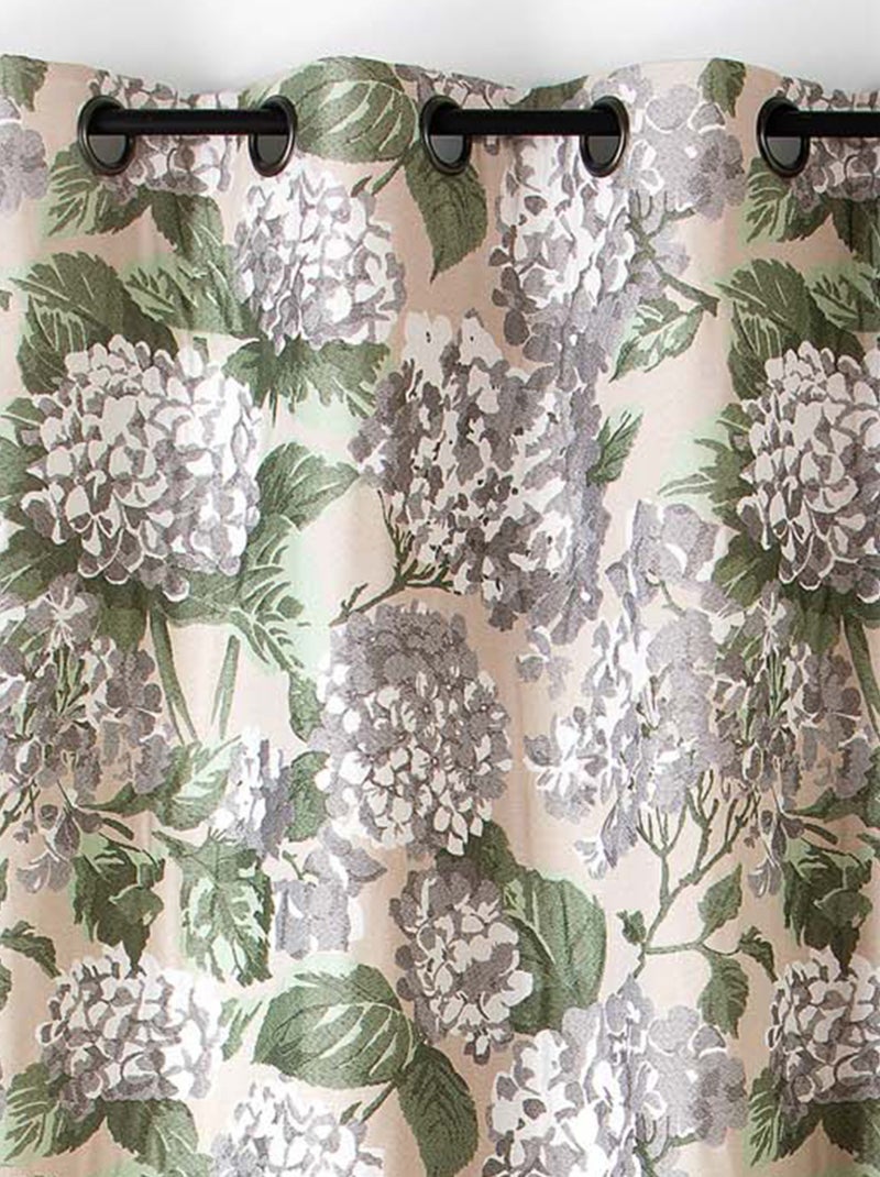 Rideau jacquard à motif hortensia Beige - Kiabi