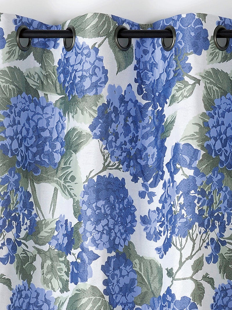 Rideau jacquard à motif hortensia Bleu - Kiabi