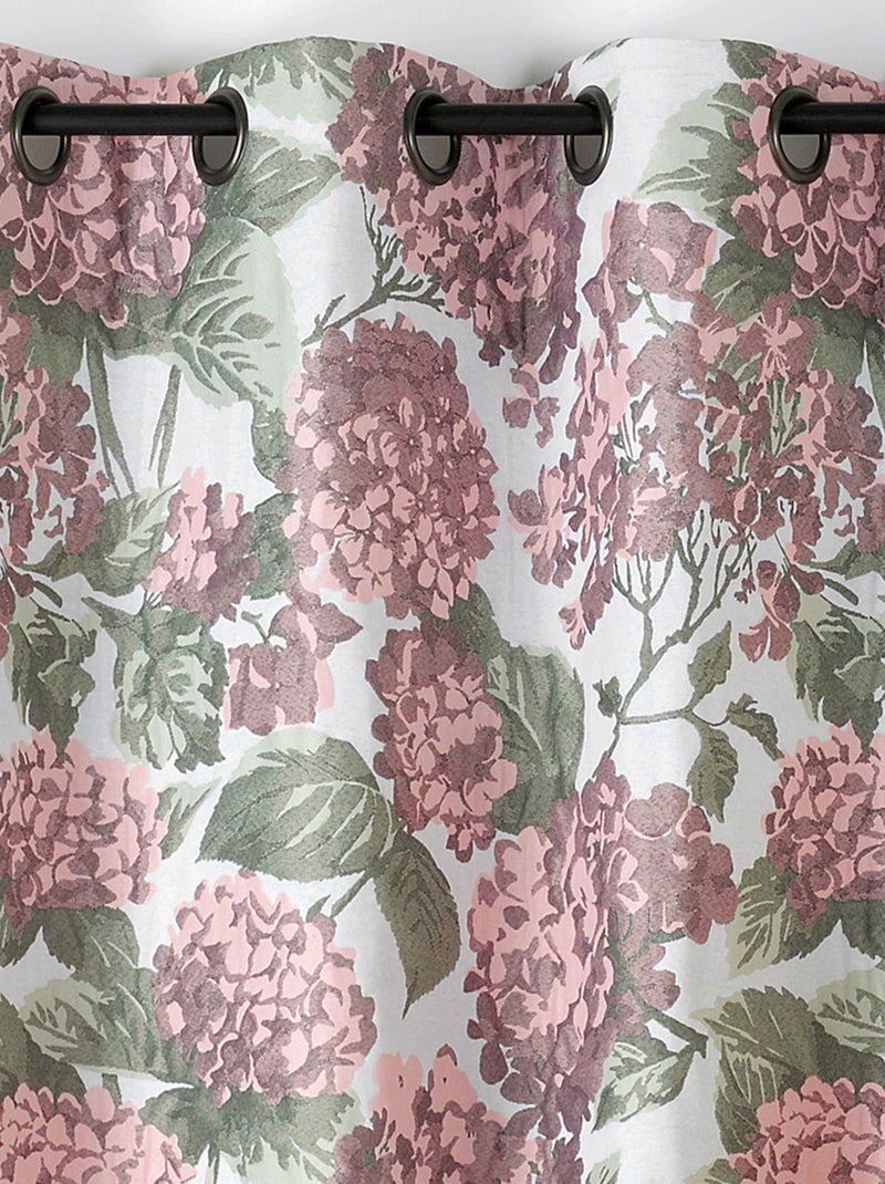 Rideau jacquard à motif hortensia Rose - Kiabi