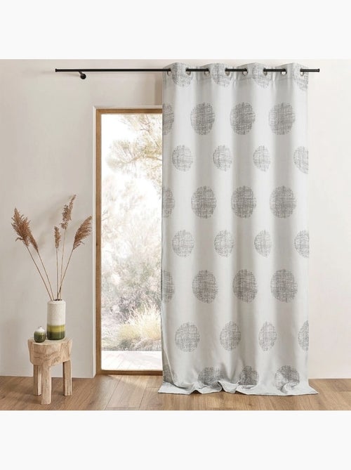 Rideau jacquard à motifs ronds chinés - Kiabi