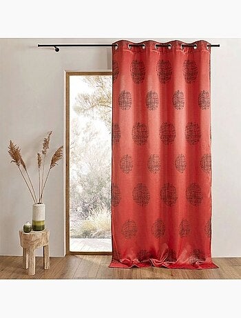 Rideau jacquard à motifs ronds chinés
